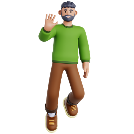 Hombre agitando la mano mientras flota  3D Icon