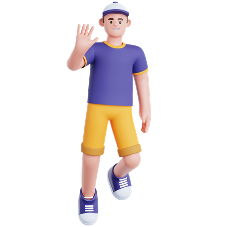 Hombre agitando la mano mientras flota  3D Icon