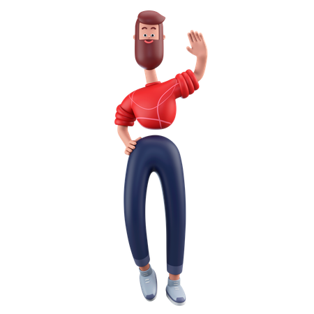 Hombre agitando las manos  3D Illustration