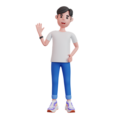 Hombre agitando su mano  3D Illustration