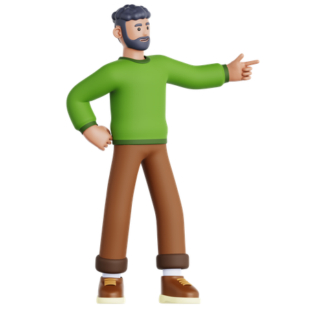 Hombre apuntando hacia la izquierda  3D Illustration