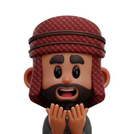 HOMBRE ÁRABE CON LA MANO EN ORACIÓN  3D Icon