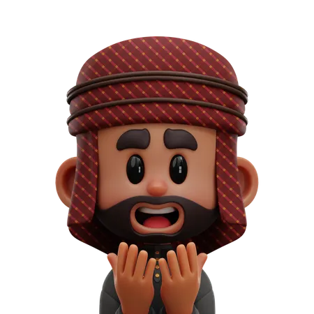 HOMBRE ÁRABE CON LA MANO EN ORACIÓN  3D Icon