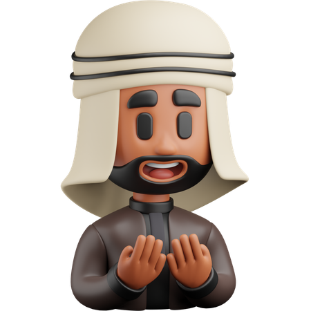 Hombre árabe rezando  3D Icon