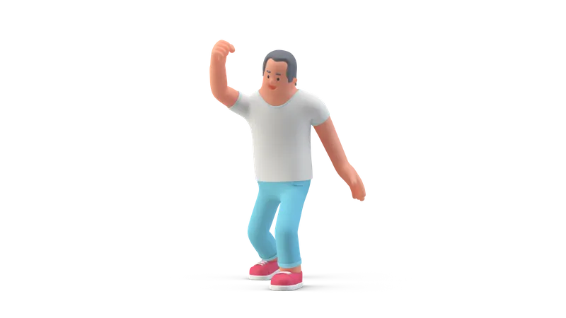 Hombre bailando de alegría  3D Illustration