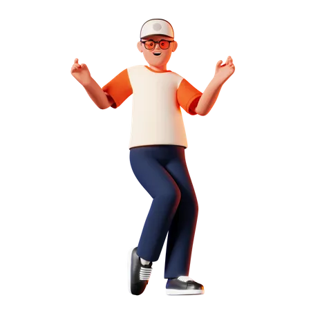 Hombre bailando pose  3D Illustration