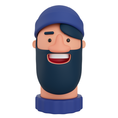 Hombre barbudo  3D Icon