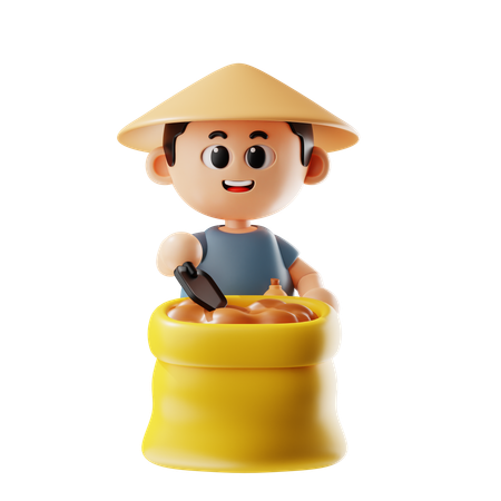 Bolsa de fertilizante hombre  3D Illustration