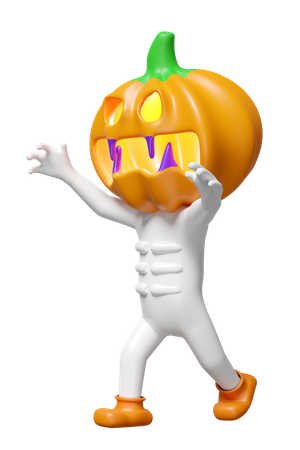 Hombre cabeza de calabaza  3D Illustration