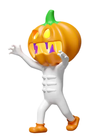 Hombre cabeza de calabaza  3D Illustration