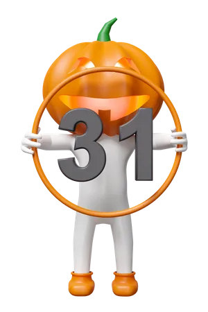 Hombre cabeza de calabaza sosteniendo calendario  3D Illustration