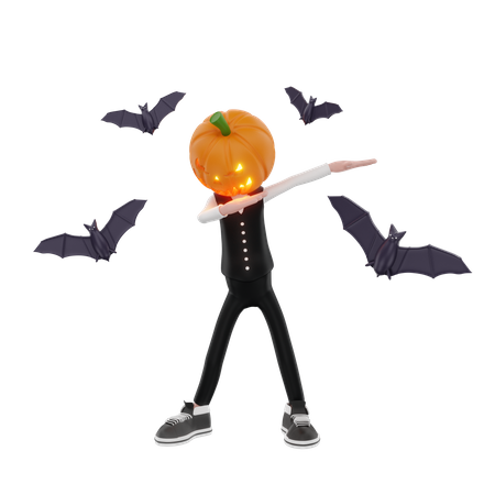 Hombre calabaza haciendo dab  3D Illustration