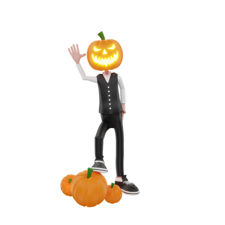 Hombre calabaza renunciando a la mano  3D Illustration