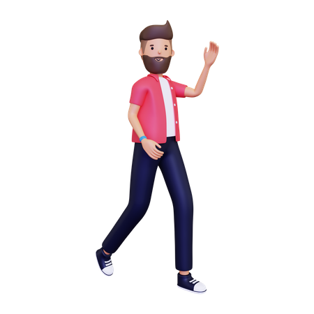 Hombre caminando y saludando  3D Illustration