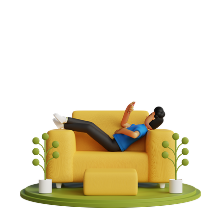 El hombre cansado está holgazaneando en la silla  3D Illustration