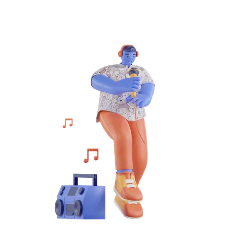 Hombre Cantando Musica Rap 3D Illustration