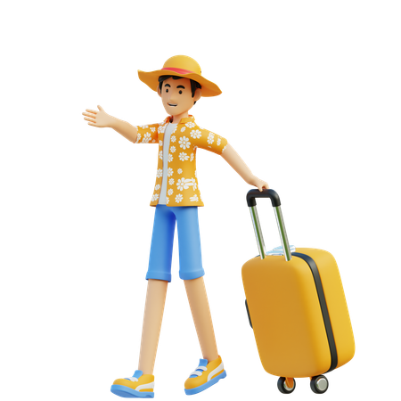 Hombre llevando maleta  3D Icon