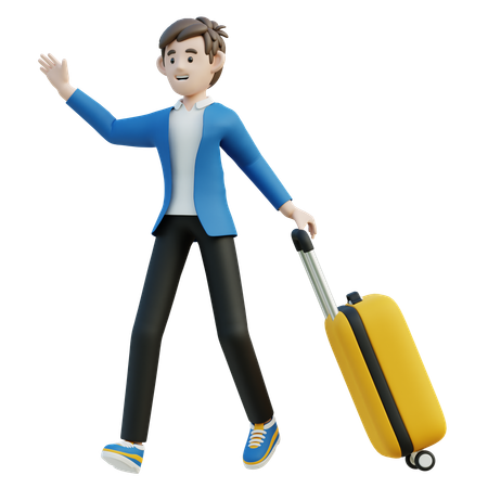 Hombre llevando una maleta  3D Illustration