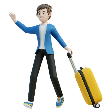 Hombre llevando una maleta  3D Illustration