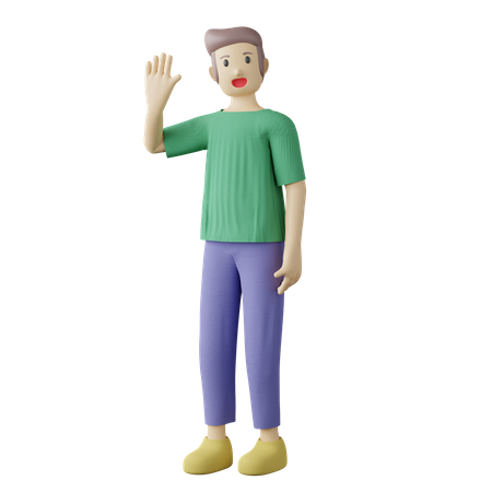 Hombre casual saluda  3D Illustration