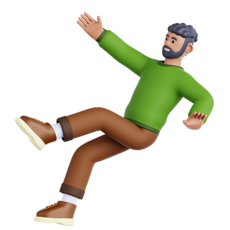 Hombre cayendo sobre suelo resbaladizo  3D Icon