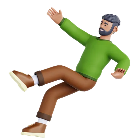 Hombre cayendo sobre suelo resbaladizo  3D Icon