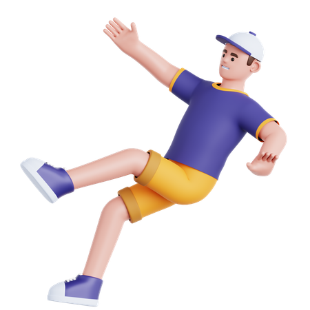 Hombre cayendo sobre suelo resbaladizo  3D Icon