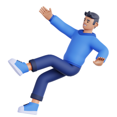Hombre cayendo sobre suelo resbaladizo  3D Icon