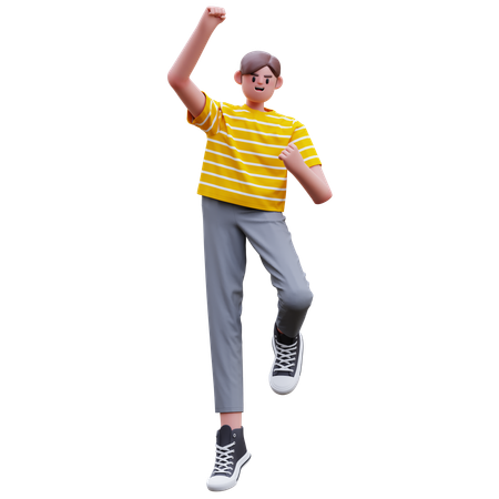 El hombre celebra el éxito.  3D Illustration
