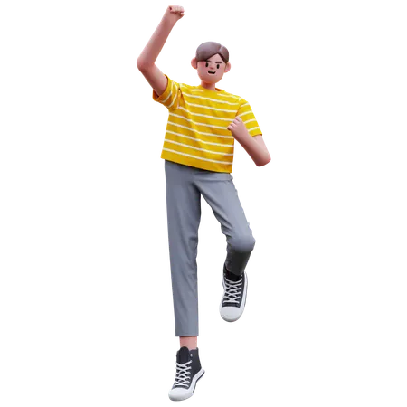El hombre celebra el éxito.  3D Illustration