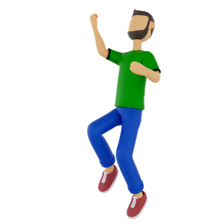 Hombre celebrando una victoria  3D Illustration