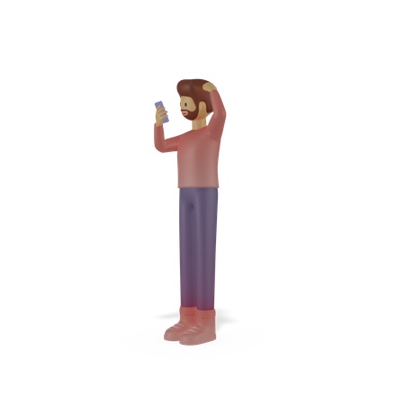 Hombre chateando por celular  3D Illustration