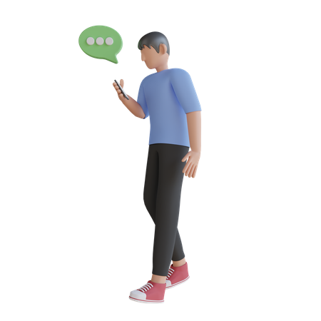 Hombre charlando en el teléfono inteligente  3D Illustration