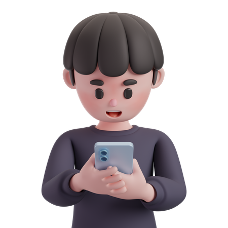 Hombre chateando en un teléfono inteligente  3D Icon