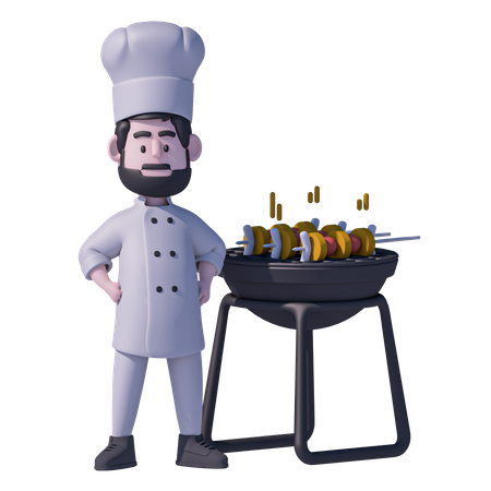 Chef masculino cocinando  3D Icon