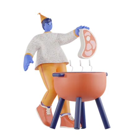 Hombre cocinando comida  3D Illustration