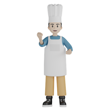 El cocinero masculino celebra el éxito  3D Illustration