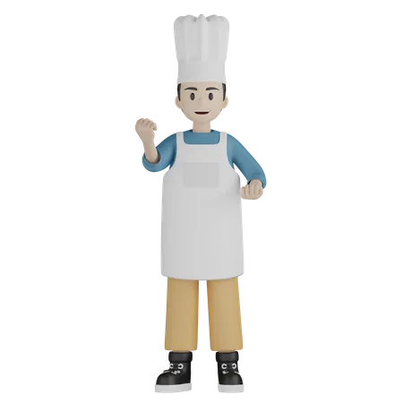 El cocinero masculino celebra el éxito  3D Illustration