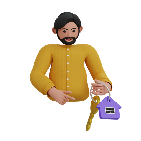Hombre compra nueva casa  3D Icon