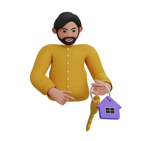 Hombre compra nueva casa  3D Icon