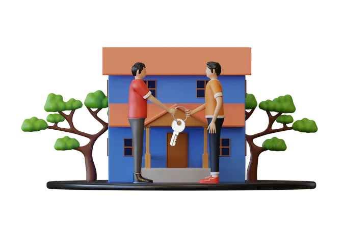 Hombre comprando casa  3D Illustration