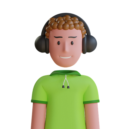 Hombre con auriculares  3D Icon