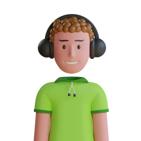 Hombre con auriculares  3D Icon