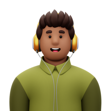 Hombre con auriculares  3D Icon