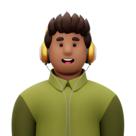 Hombre con auriculares  3D Icon