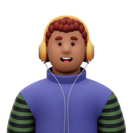 Hombre con auriculares  3D Icon