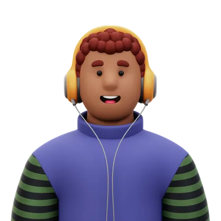 Hombre con auriculares  3D Icon