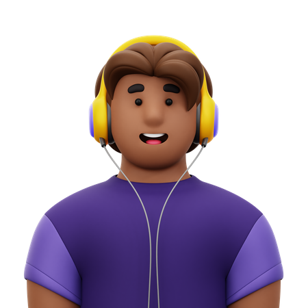 Hombre con auriculares  3D Icon