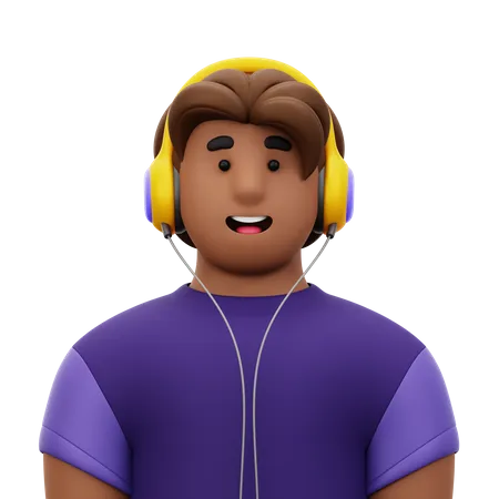 Hombre con auriculares  3D Icon