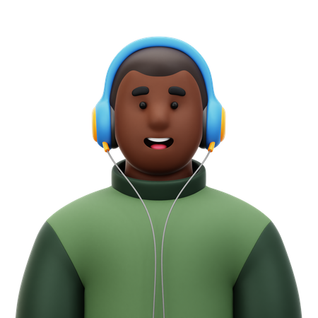 Hombre con auriculares  3D Icon